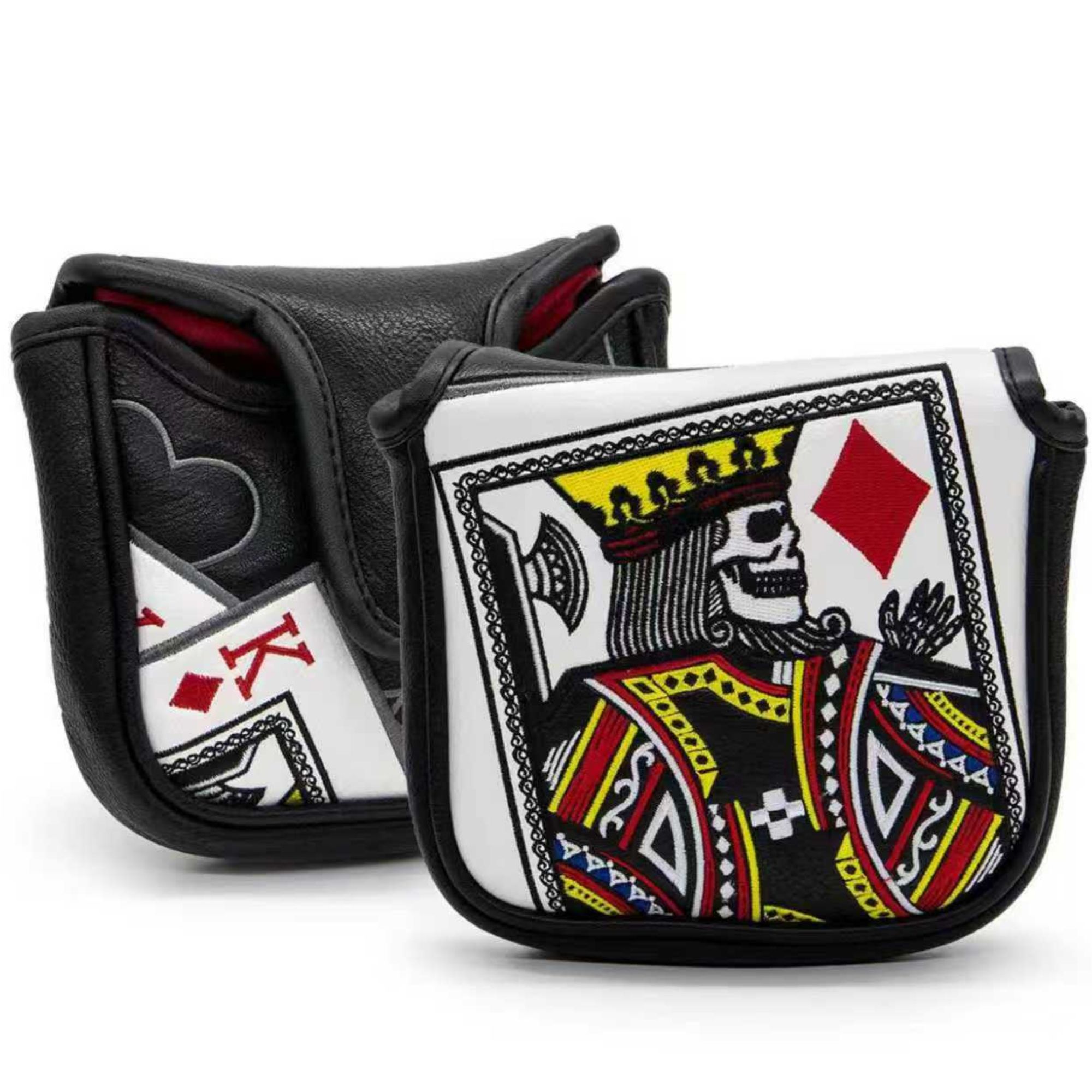 Golf Putter - ไม้พัตเตอร์ปักลาย King Of Hearts พร้อมตัวล็อคแม่เหล็กสำหรับส่วนใหญ่ยี่ห้อ, อุปกรณ์กอล์ฟสำหรับนักกอล์ฟชาย