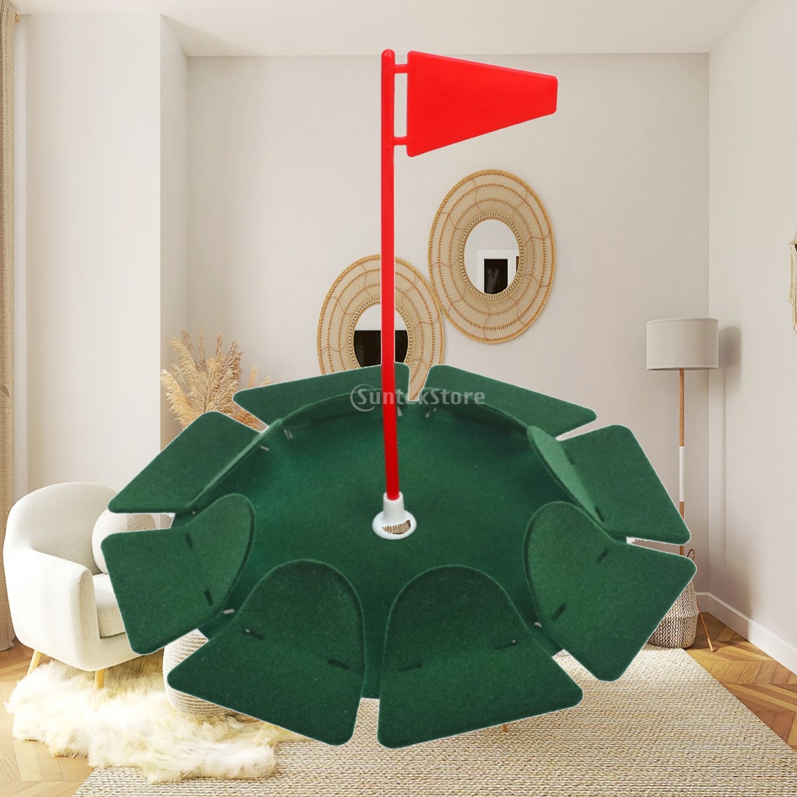 Golf Putter - ถาดฝึกพัตต์กอล์ฟ จัดเก็บง่าย พร้อมเสาธงและถ้วยฝึกพัตต์ ช่วยเพิ่มความแม่นยำและทำให้ลูกบอลเคลื่อนที่ได้อย่างราบรื่น
