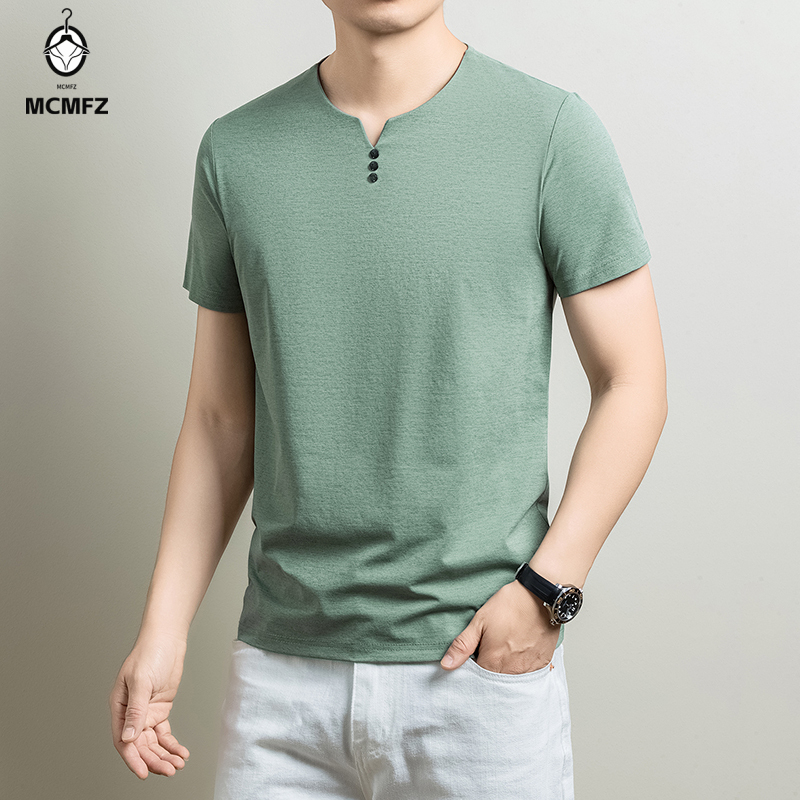 Golf Tees - เสื้อยืดเฮนลีย์แบบพื้นฐานสำหรับผู้ชาย เสื้อแขนสั้นผ้าฝ้ายผสมที่สวมใส่สบาย สำหรับกิจกรรมลำลอง ธุรกิจ สำนักงาน ประจำวัน